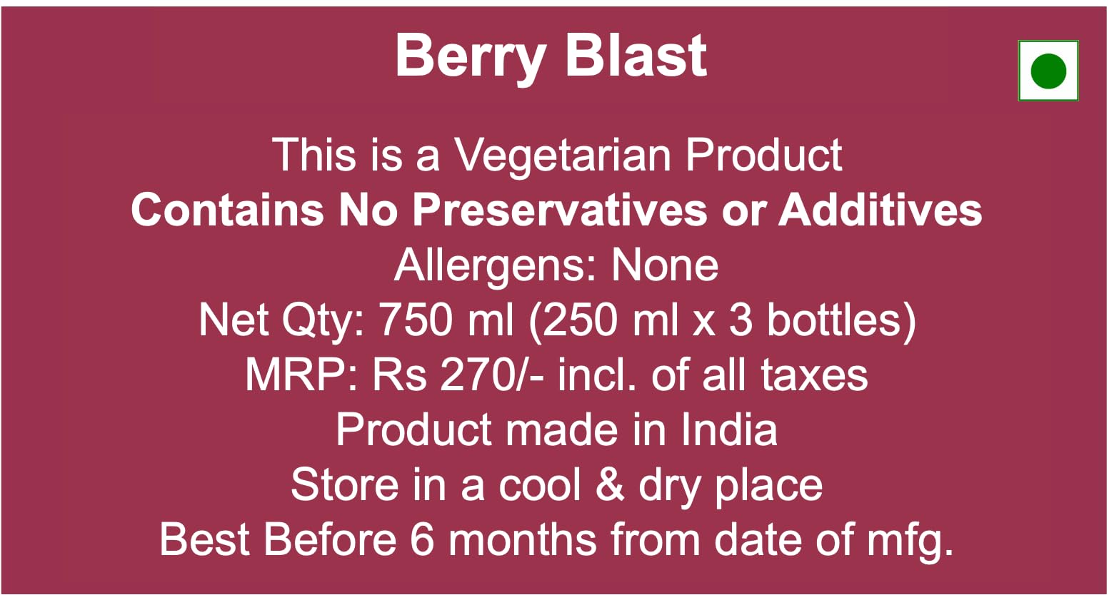 Yu Foodlabs 100% Natural Berry Blast Juice with Blueberry Pieces - No Added Sugar, Zero Preservatives - Healthy Beverage for Kids & Adults - Pack of 3 (750ml Total) - Perfect for Breakfast, Lunch Boxes & On-the-Go Hydration