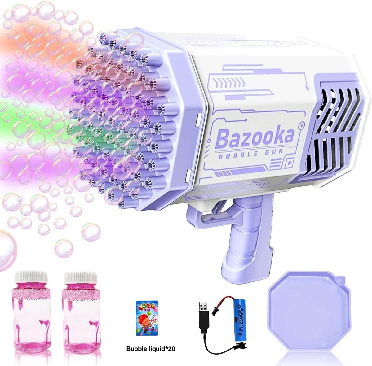 Electric Bubble Gun Bazooka Launcher - 69-Hole Bubble Blower Machine with Colorful LED Lights for Kids & Adults | Perfect for Birthday Parties, Weddings, Outdoor Play and Family Gatherings