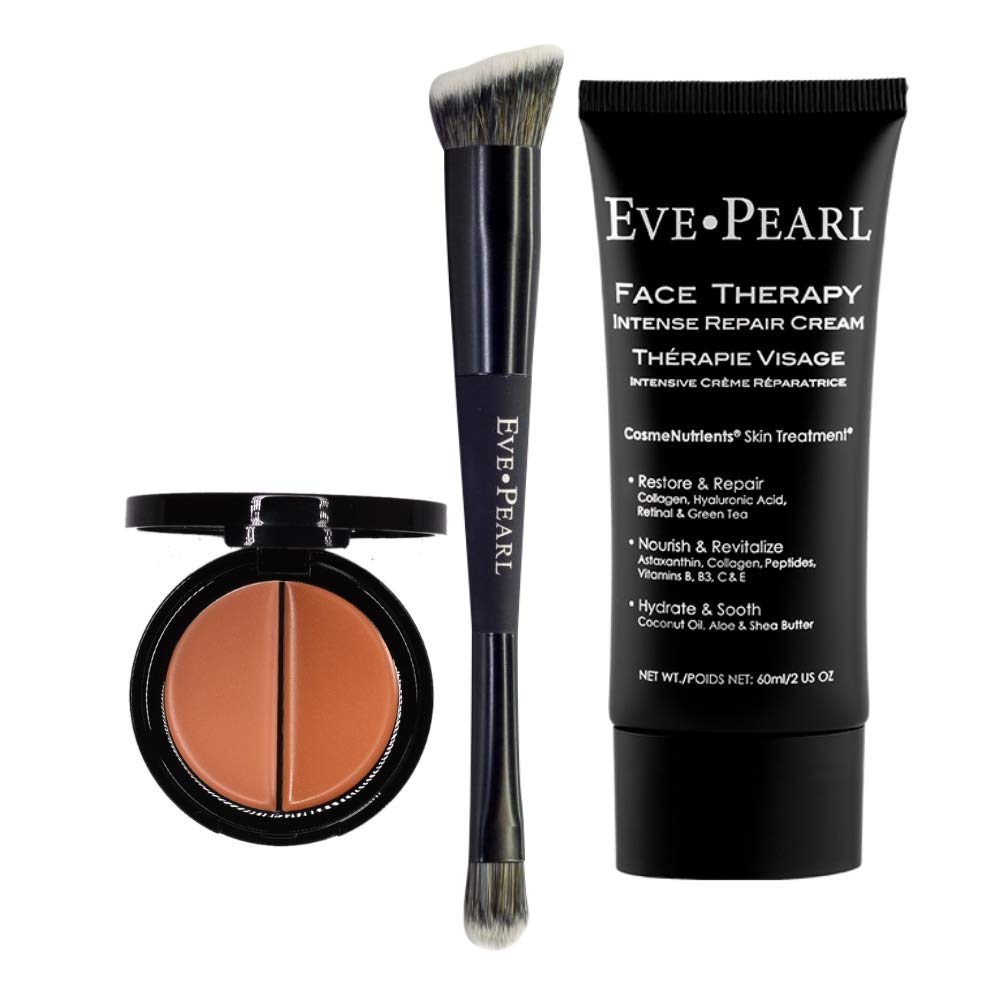 EVE PEARL Face Therapy Cream & Dual Salmon Concealer Makeup Kit with 202 Concealer Blender Brush - Dark Shade | Professional Cosmetic Set for Flawless Coverage & Skin Therapy | Perfect for Daily Makeup, Photo Shoots & Special Occasions
