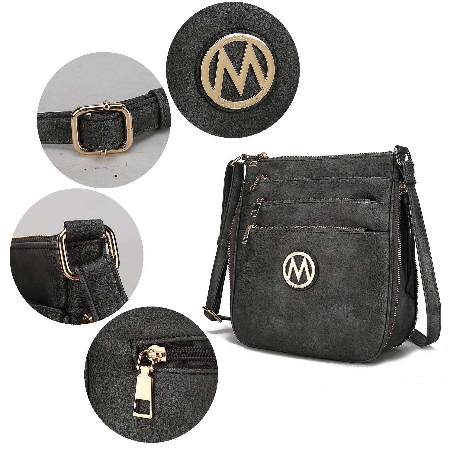 MKF Collection Women's PU Leather Crossbody Bag - Stylish Messenger Purse with Adjustable Shoulder Strap - Perfect for Work, Travel & Everyday Use by Mia K