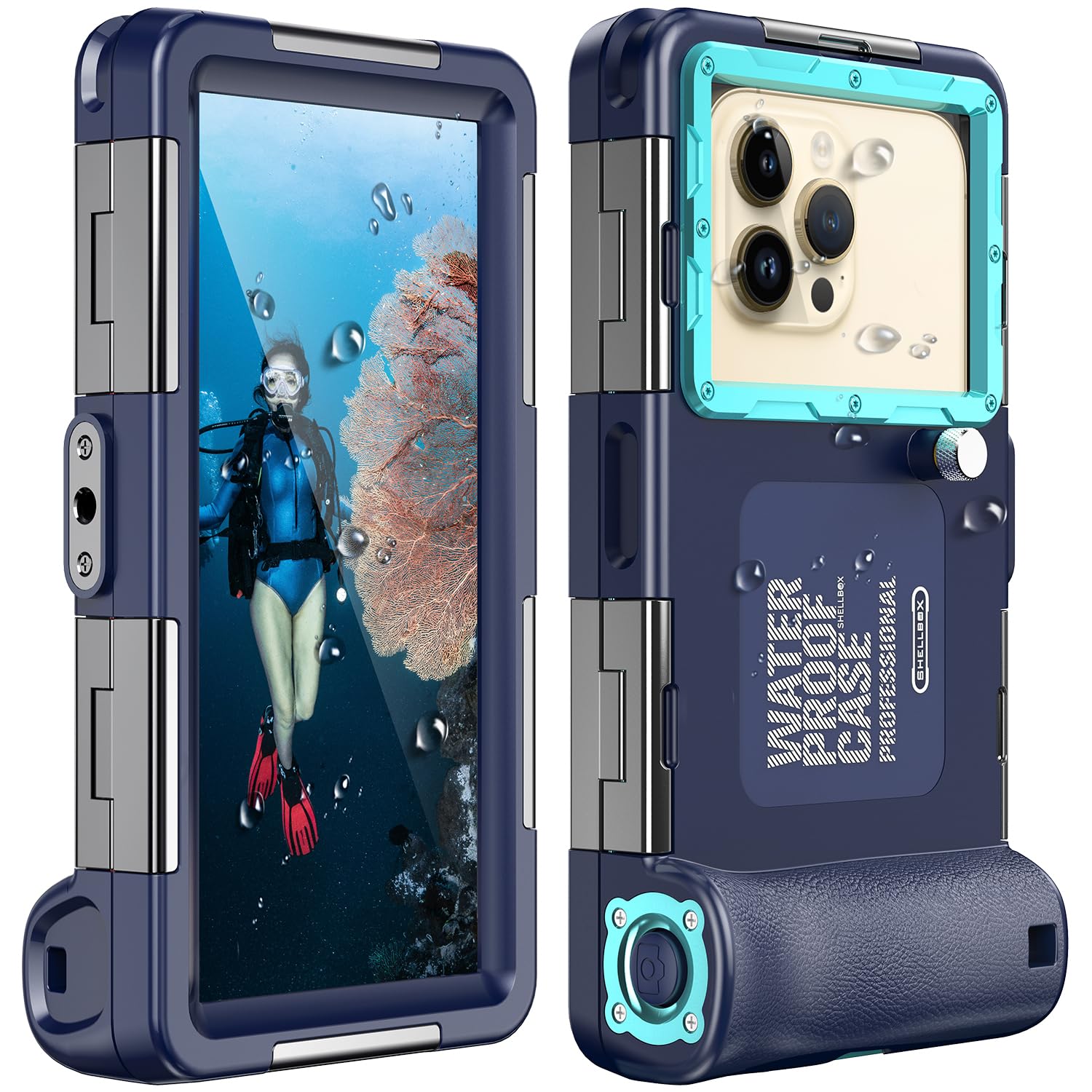 Waterproof Phone Case for iPhone 16/15/14/13/12/11 Pro Max & Samsung Galaxy S25/S24/S23/S22 - 50ft/15m Deep Underwater Protection - Scuba Diving, Snorkeling, Swimming & Beach Activities - Blue/Teal Durable Underwater Photography Case