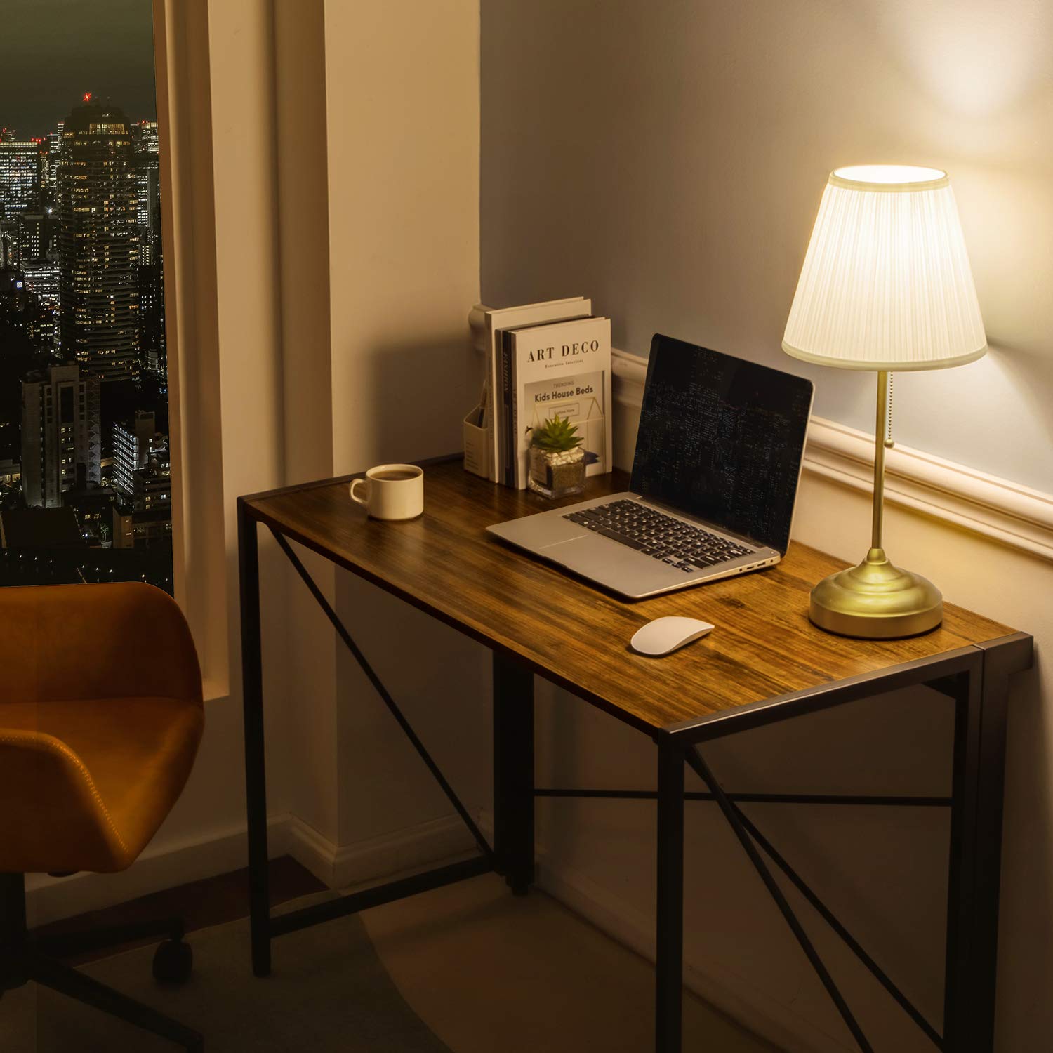 Modern Small Computer Folding Desk for Home Office - 39 Inch Rustic Brown Compact Writing Table | Space-Saving Study Desk for Small Apartments, Dorm Rooms & Workspaces