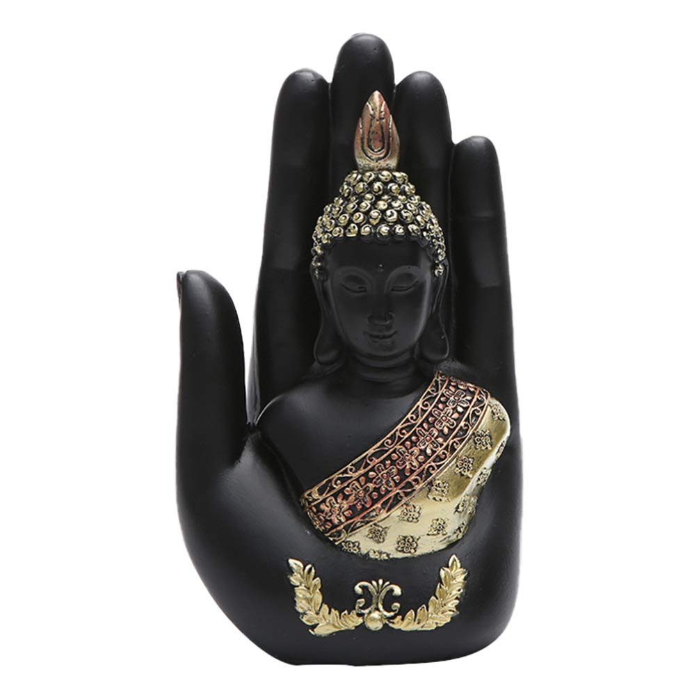 Handcrafted Antique Palm Buddha Statue - Vintage Office Desk Decor, Meditation Tabletop Showpiece for Home & Workspace - Zen Decorations for Peaceful Meditation & Stress Relief