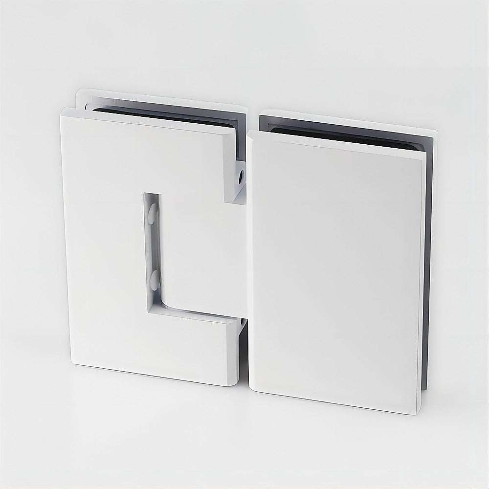 120x100cm Frameless Shower Screen with White Brackets & Stainless Steel Hinges, Square Double Pull Handle - Modern Bathroom Glass Enclosure for Walk-In Showers and Wet Rooms