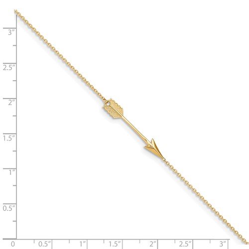 14K Yellow Gold Polished Arrow Anklet Bracelet - Elegant Ankle Jewelry for Women, Perfect for Beach, Parties & Everyday Wear