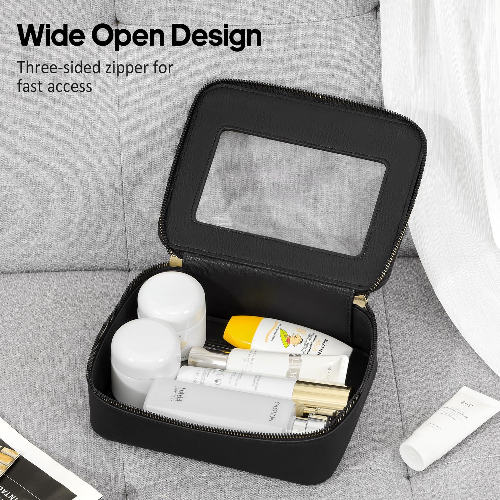 Clear Makeup Bag for Women - Waterproof Travel Toiletry Organizer with Zipper | TSA Approved Cosmetic Case | Perfect Gift for Her | Great for Air Travel, Gym & Daily Essentials Storage