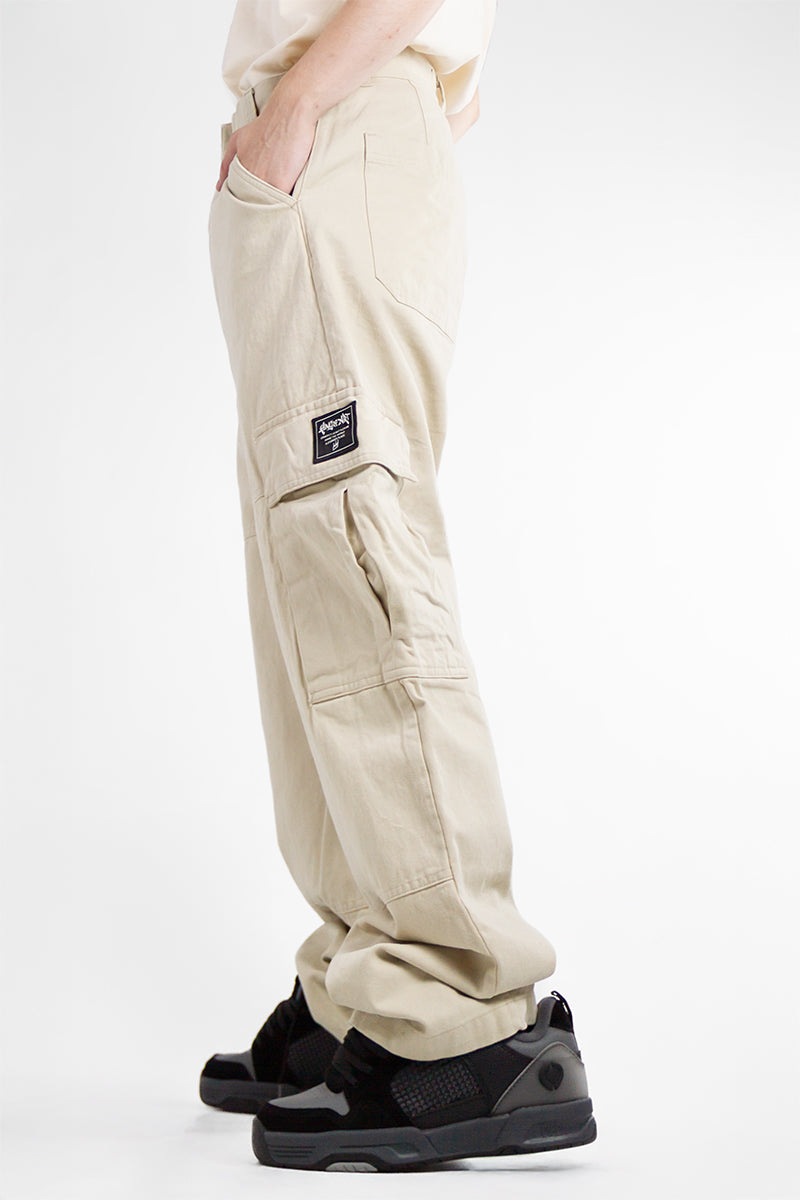 King Of Art Men's Nitro Baggy Beige Pants - Stylish Loose Fit Cargo Trousers for Casual Wear & Street Fashion