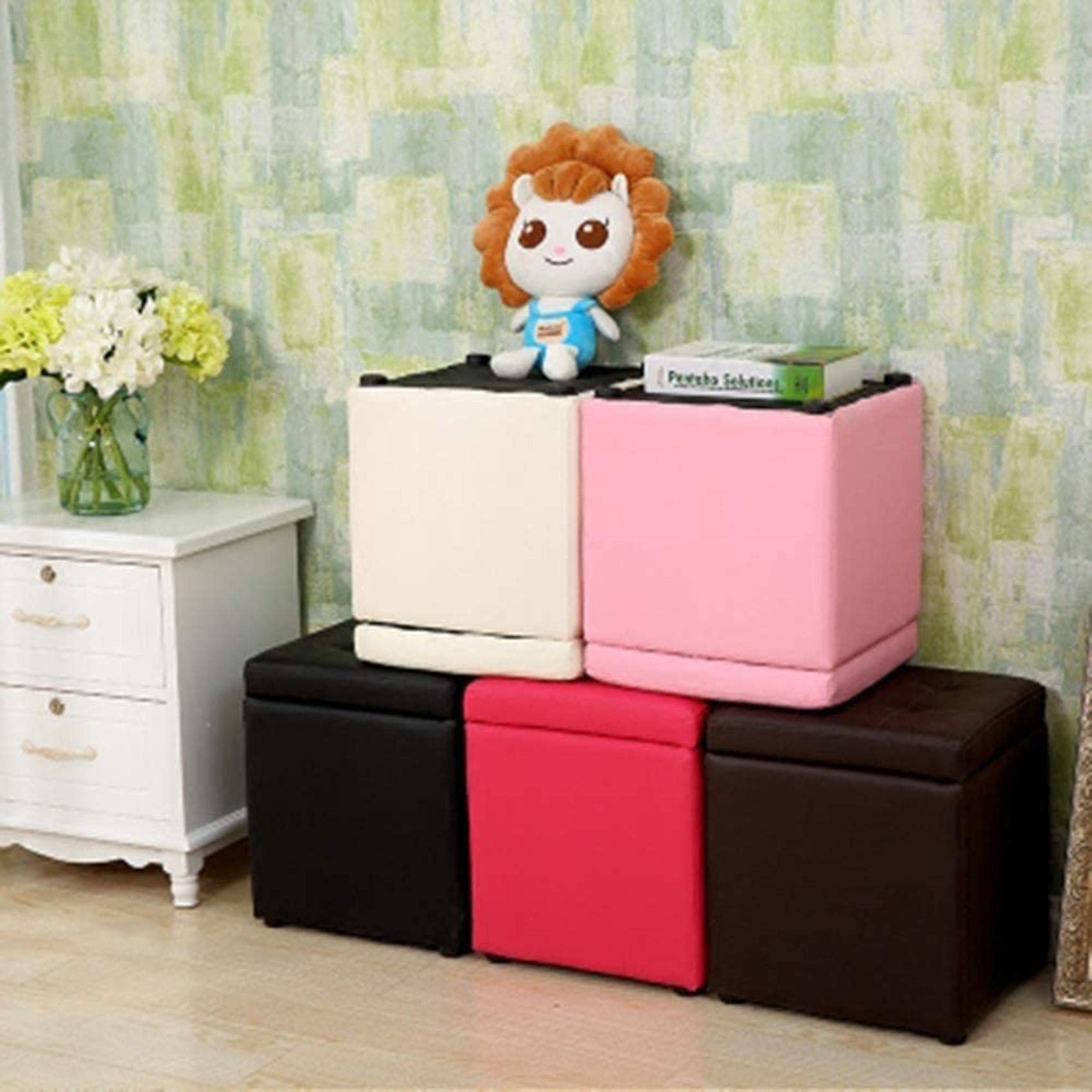 Multifunctional Upholstered Storage Footstool with PU Fabric - Perfect for Living Room, Bedroom & Entryway - Use as Shoe Bench, Ottoman or Sofa Stool with Hidden Storage Space for Small Items
