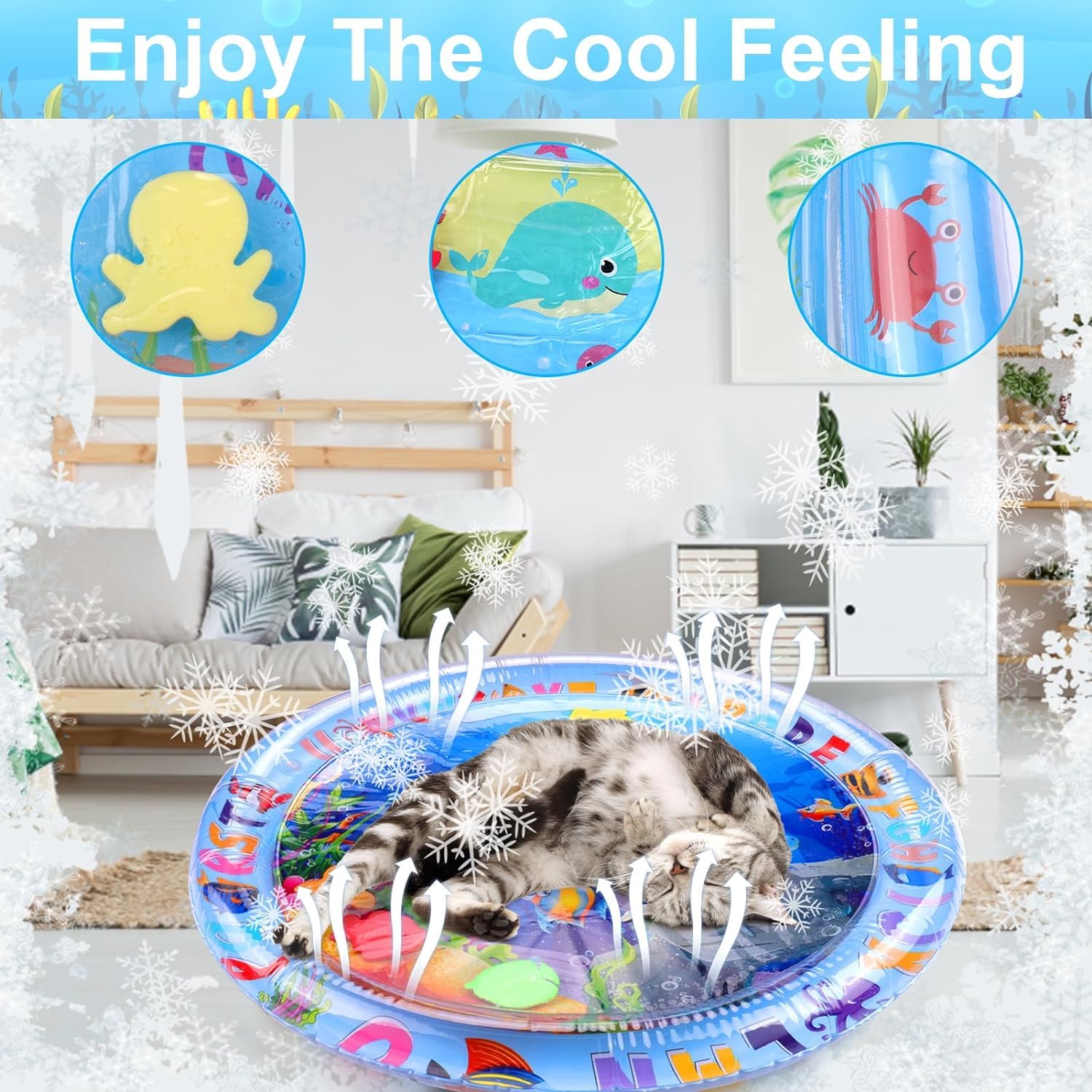 XKNEORW Thickened Unbreakable Cat Water Play Mat - Interactive Splash Toy for Cats, Durable Kicker & Self-Play Mat for Indoor Kittens | Perfect for Bath Time, Summer Cooling & Solo Playtime