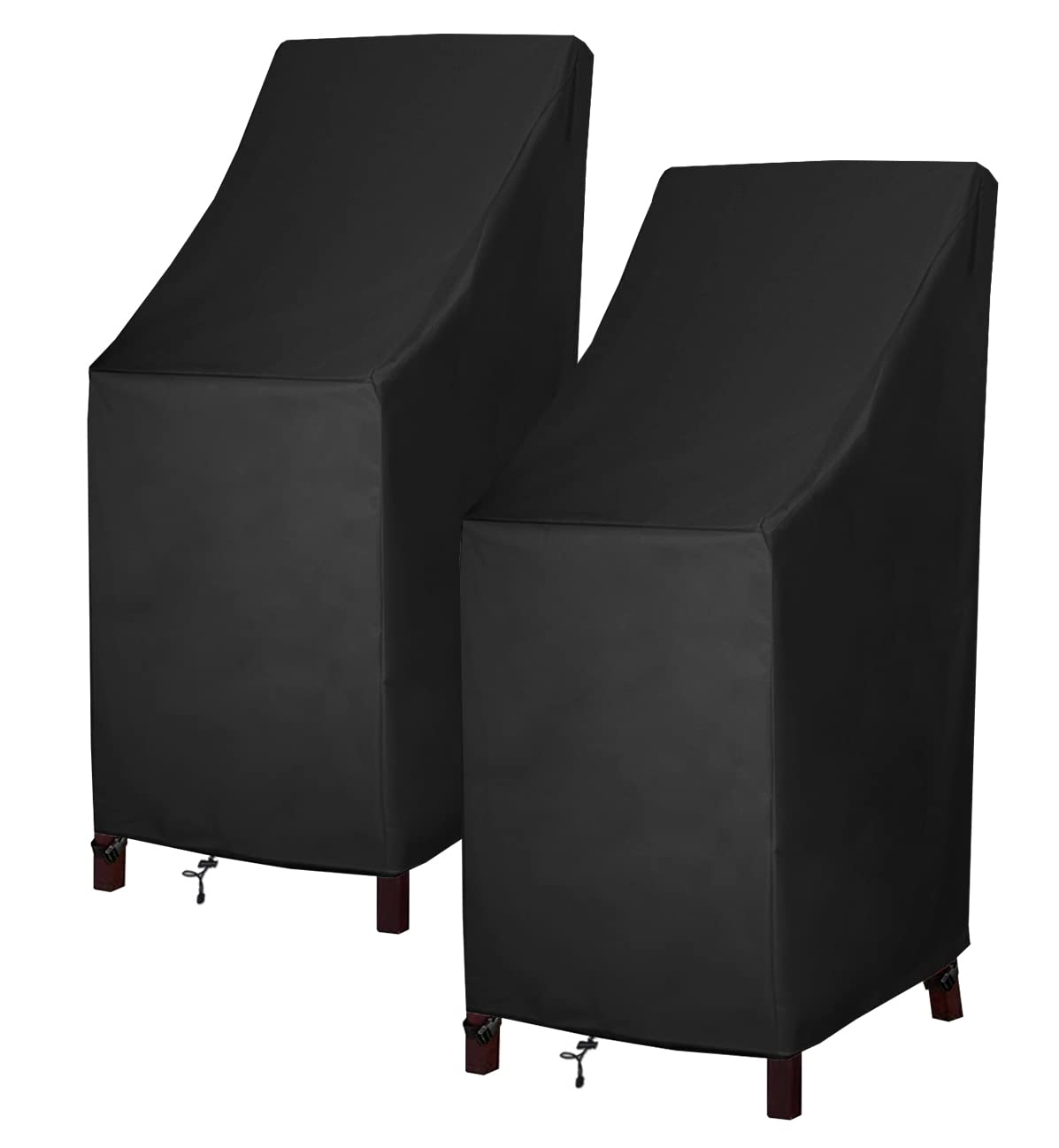 Heavy Duty 600D Waterproof Stackable Patio Chair Covers - High Back Outdoor Dining Chair Protectors for Lawn, Barstool & Garden Furniture (2 Pack, Fits 4-6 Chairs, 27