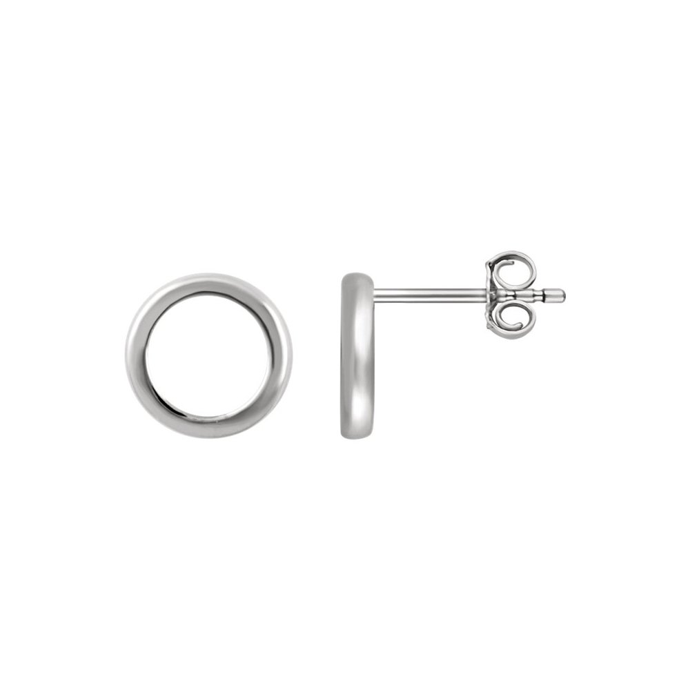 14k White Gold Black Bow 9mm Open Circle Design Post Earrings for Women, Perfect for Everyday Wear, Parties, and Special Occasions