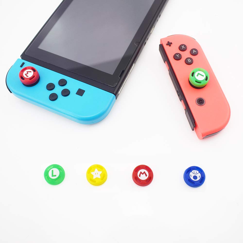 4-Pack Silicone Thumb Stick Grips for Nintendo Switch Joy-Con Controllers - Analog Joystick Caps for Enhanced Grip & Comfort - Perfect for Gaming, Travel, and Long Play Sessions