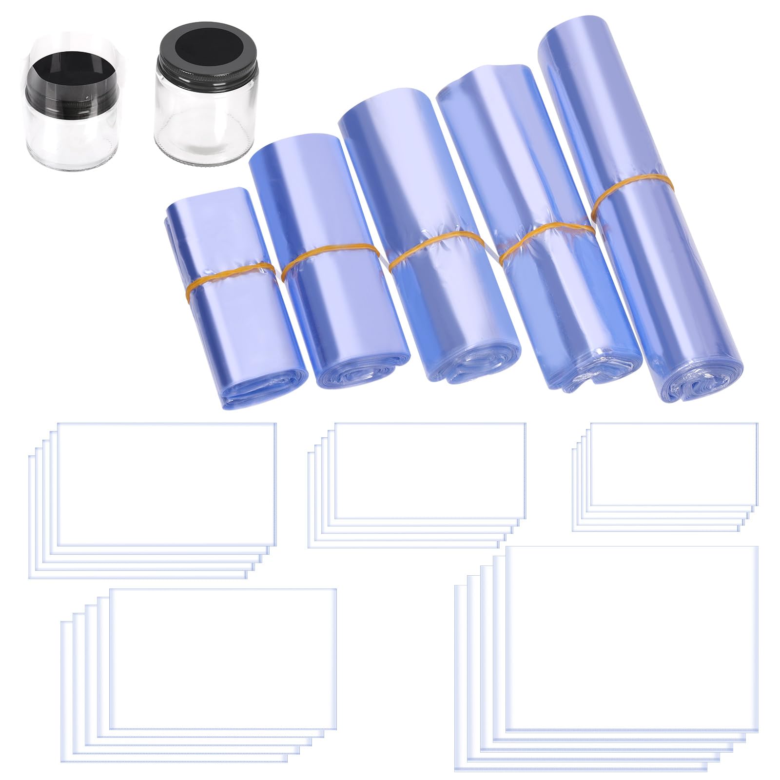 500Pcs 5 Sizes Clear PVC Heat Shrink Bags Set - Disposable Shrink Wrap for Soap, Shoes, Candles & Gifts - Waterproof Packaging Solution for Retail, DIY Crafts & Small Business Shipping