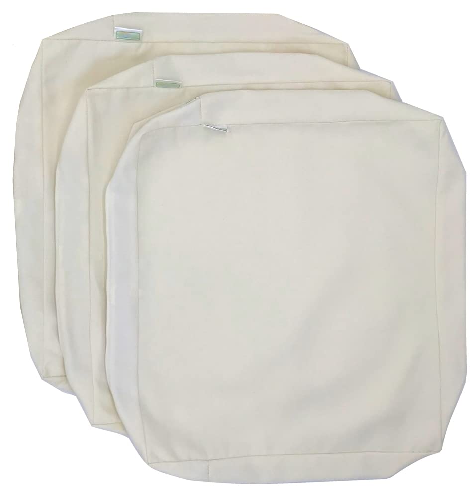 Premium Waterproof Outdoor Chair Cushion Covers - Cream White 24x24x4 Inches (Set of 3) - All-Weather Patio Furniture Seat Pillows for Garden, Poolside & Deck Use