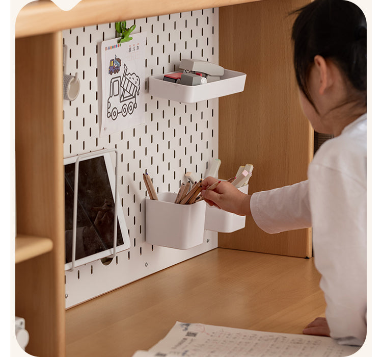 Solid Wood Study Desk with Shelf - Beech & Oak Wooden Writing Desk for Home Office, Study Room, or Library - Durable & Stylish Workspace Solution