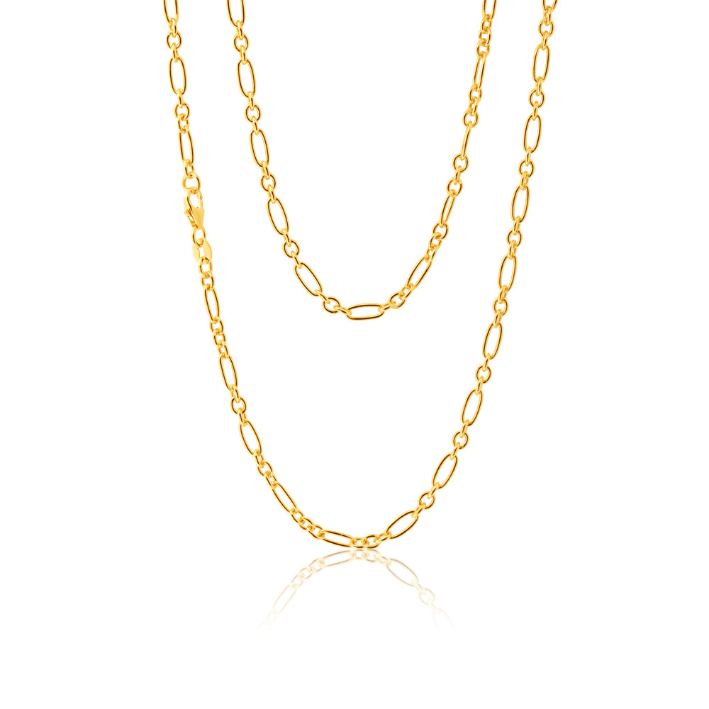 9ct Silver Filled Figaro Chain Necklace - 45cm Length, 80 Gauge - Elegant Jewelry for Women, Perfect for Everyday Wear & Special Occasions