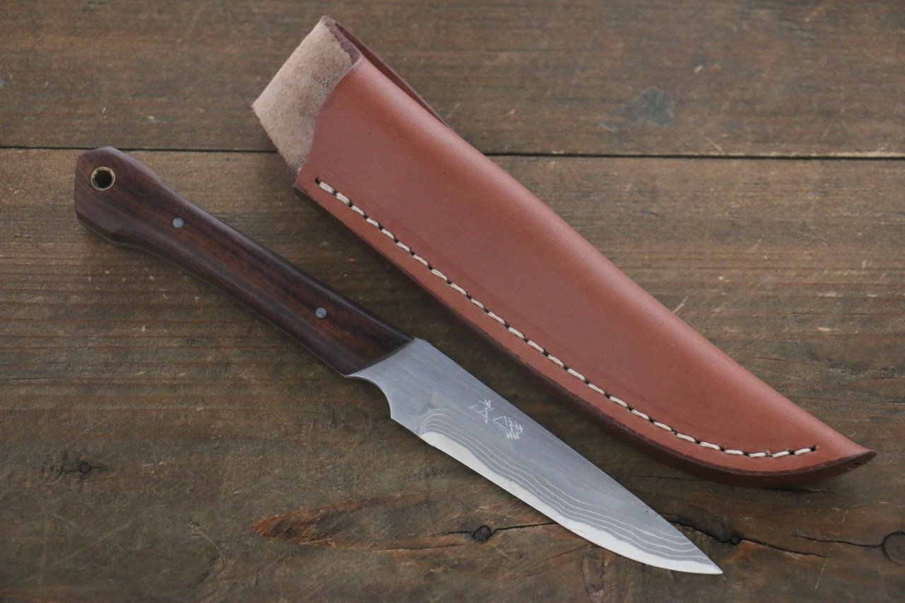 Premium Japanese White Steel No.2 Migaki Finished Hunter Knife - 100mm Blade with Ironwood Handle - Perfect for Outdoor Camping, Hunting & Bushcraft Activities