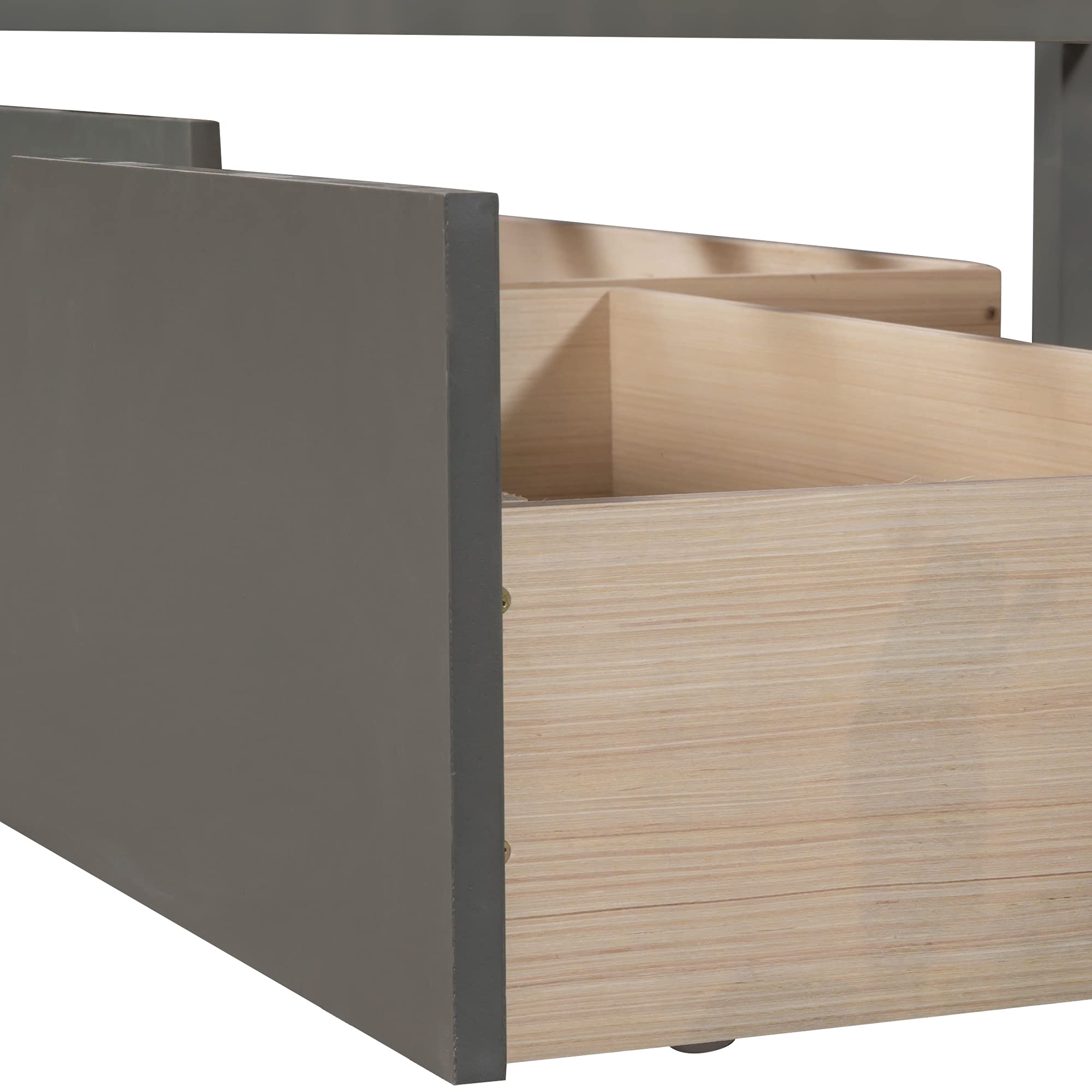 Twin Platform Bed with Drawers - Wooden Storage Bed with Headboard & Slat Support - No Box Spring Needed - Easy Assembly in Gray - Perfect for Small Bedrooms, Guest Rooms & Dormitories