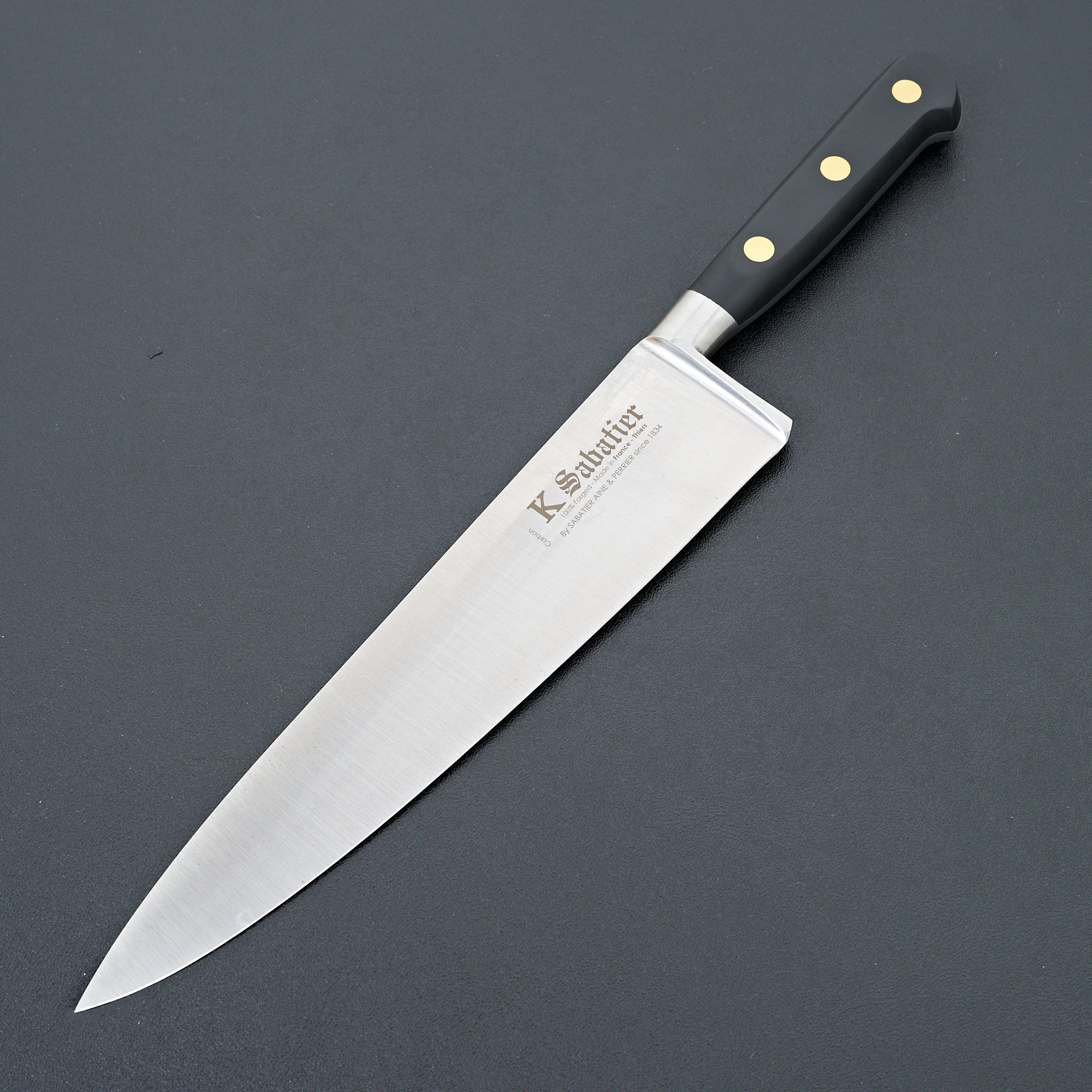 K Sabatier Authentique 9-Inch Chef Knife - High Carbon Steel French Kitchen Knife for Professional Chefs & Home Cooking - Perfect for Slicing, Dicing & Meat Preparation