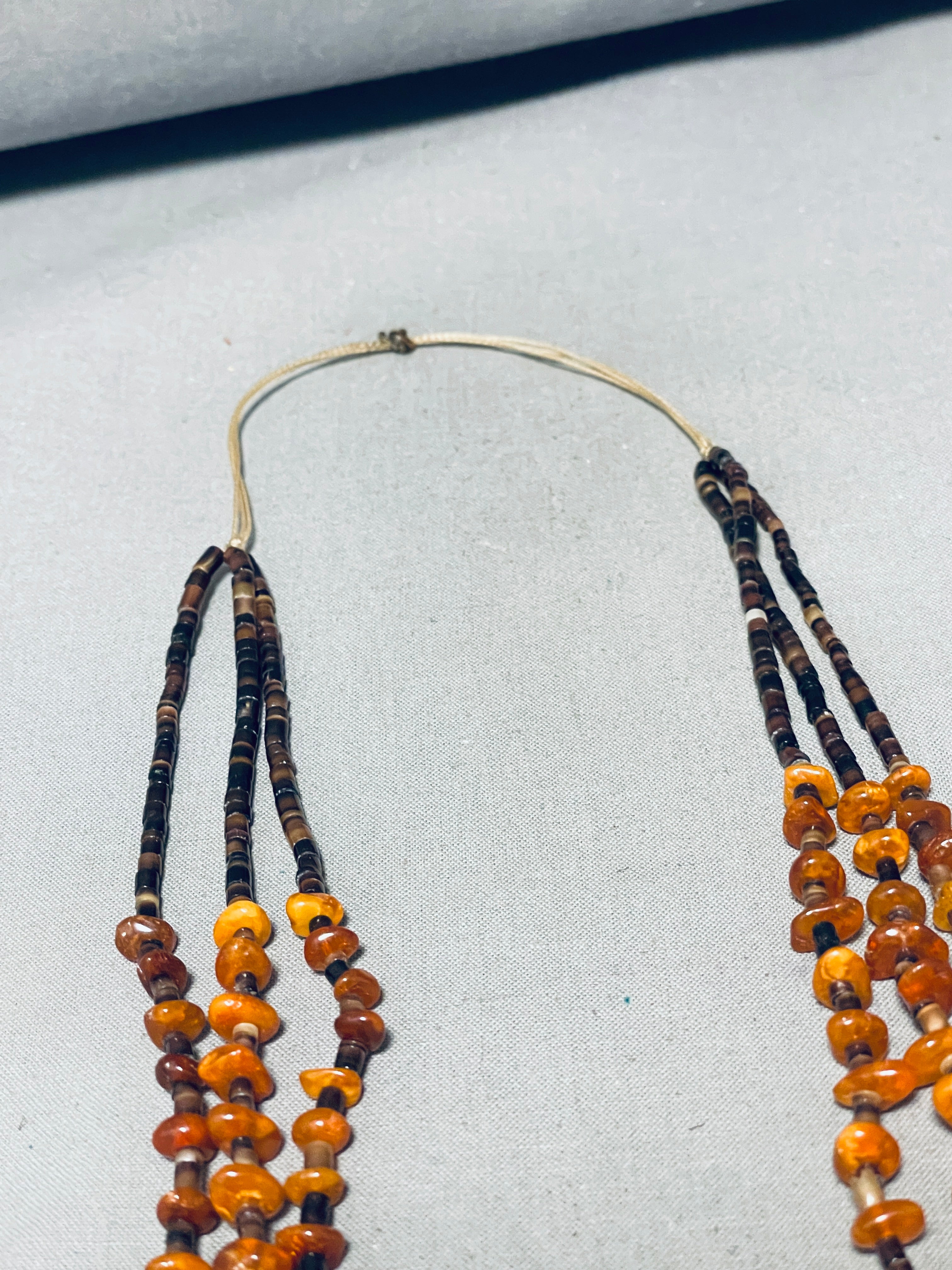 Vintage Navajo Turquoise Fetish Necklace with Ancient Tree Sap - Handmade Southwest Jewelry for Spiritual Protection & Boho Fashion