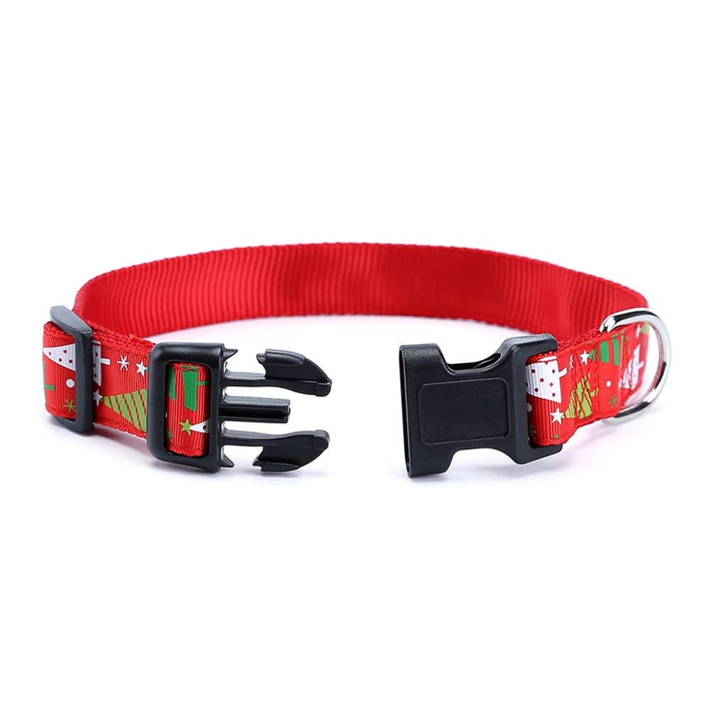 Festive Christmas Pet Collar - Tree Pattern Nylon Collar for Dogs & Cats, Size L - Perfect for Holiday Photos & Walks
