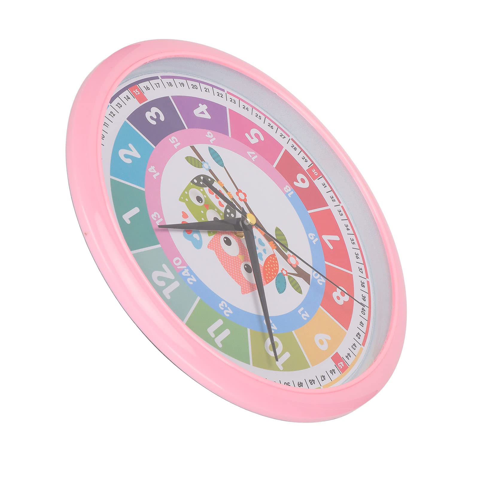 Colorful Plastic Cartoon Quartz Wall Clock for Kids - Fun Learning Clock for Bedroom, Classroom, Playroom (Pink) | Perfect Gift for Children's Room Decor & Time Teaching