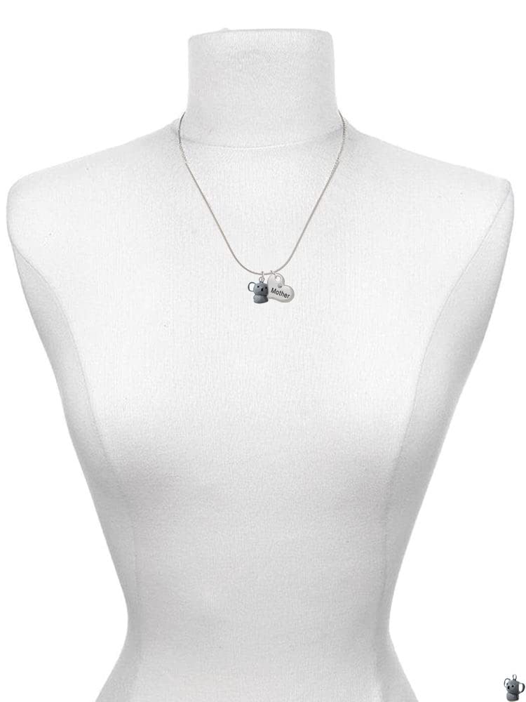 Koala Bear Mother & Daughter Heart Necklace Set - 2 PCS Resin Pendant Jewelry with 19