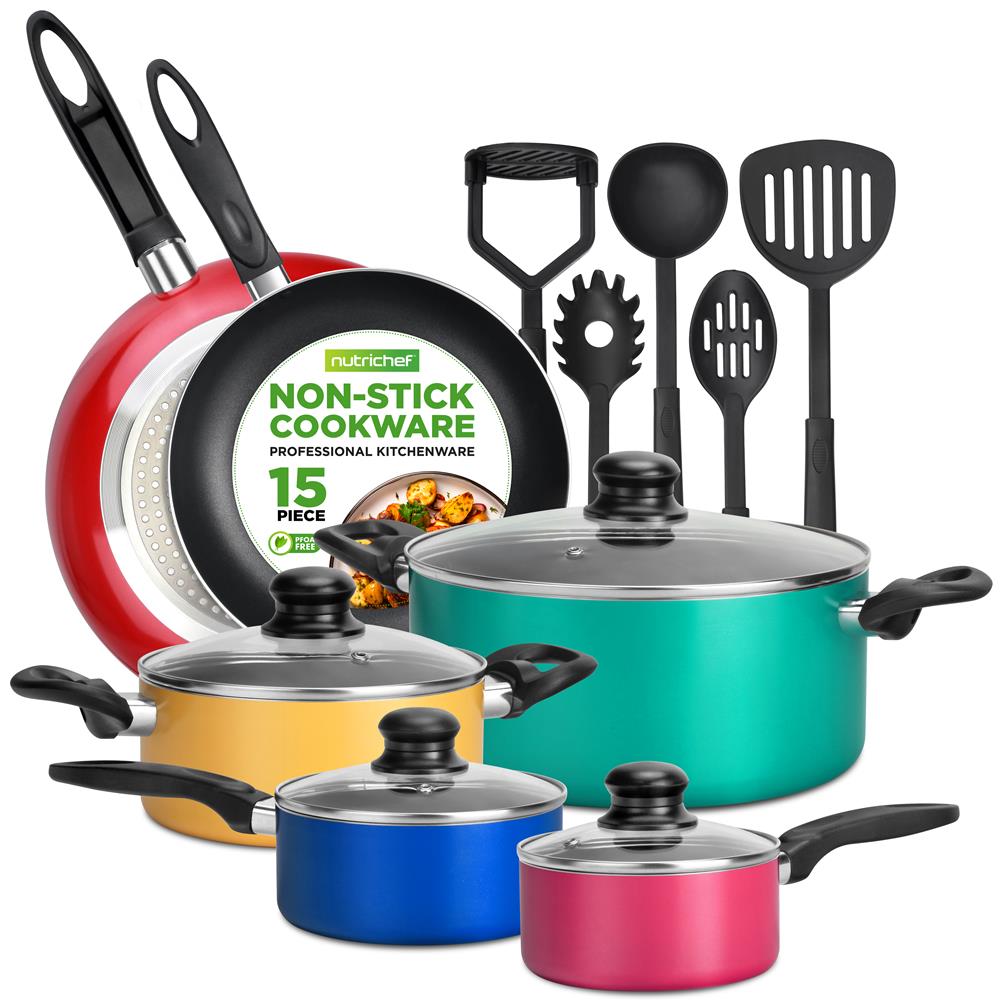 Premium 10-Piece Nonstick Cookware Set for Home Kitchen - Pots, Pans & Utensils - Perfect for Frying, Boiling & Everyday Cooking