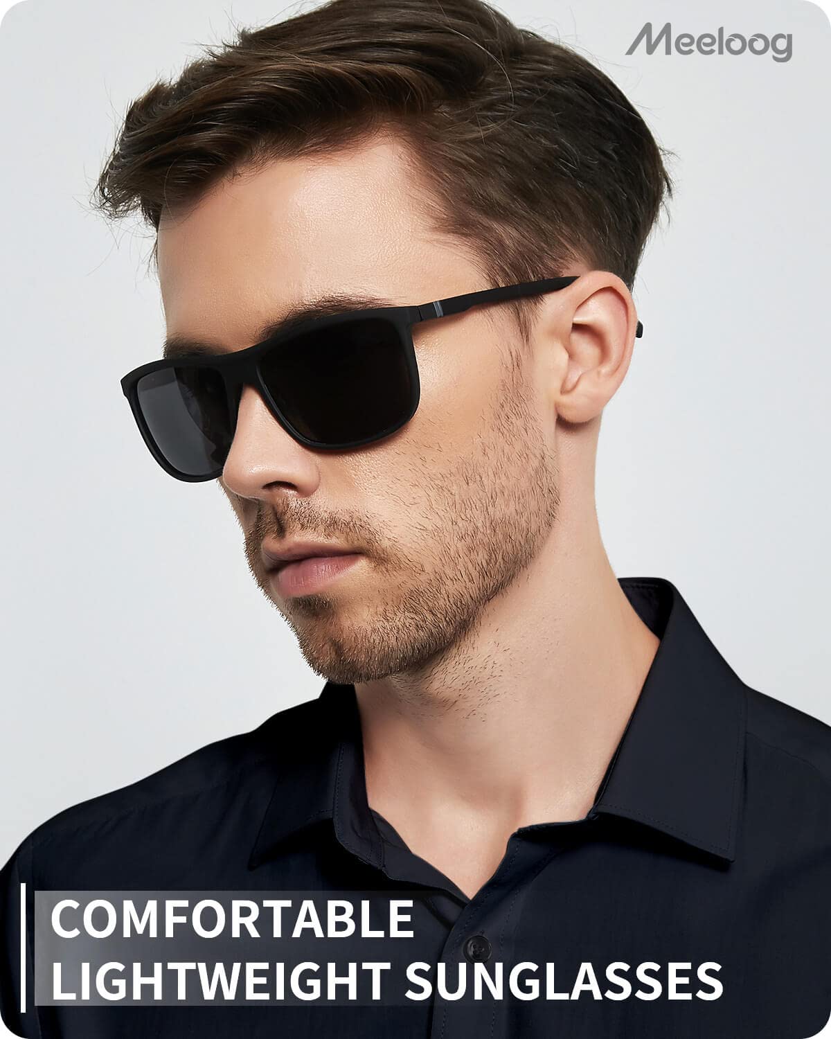 Meeloog Polarized Sunglasses for Men - UV Protection Rectangle Shades, Classic Square Sun Glasses for Driving, Fishing & Outdoor Activities | Fashionable & Durable Eyewear