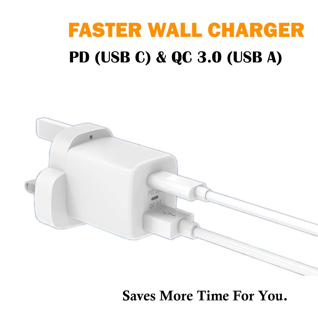 KP TECHNOLOGY 3-Port Fast Charger with Micro USB Cable - Compatible with Oppo A17 & A15 - Dual USB Port Plug - White - Perfect for Home, Office & Travel Charging