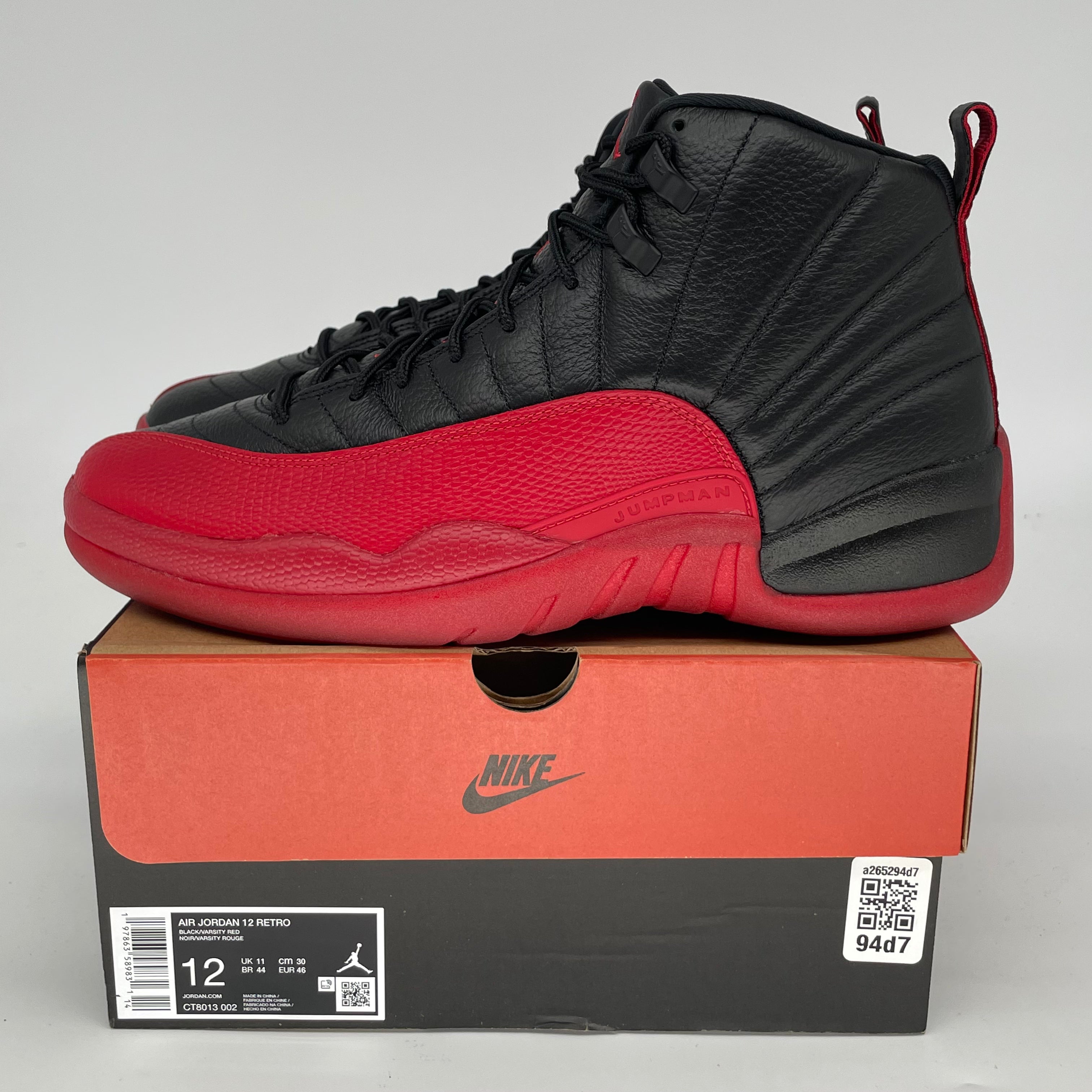 Original Air Jordan 12 Retro 'Flu Game' Basketball Shoes - Men's Size 12 (CT8013-002) - Black/Red - Perfect for NBA Games, Streetwear & Sneaker Collectors