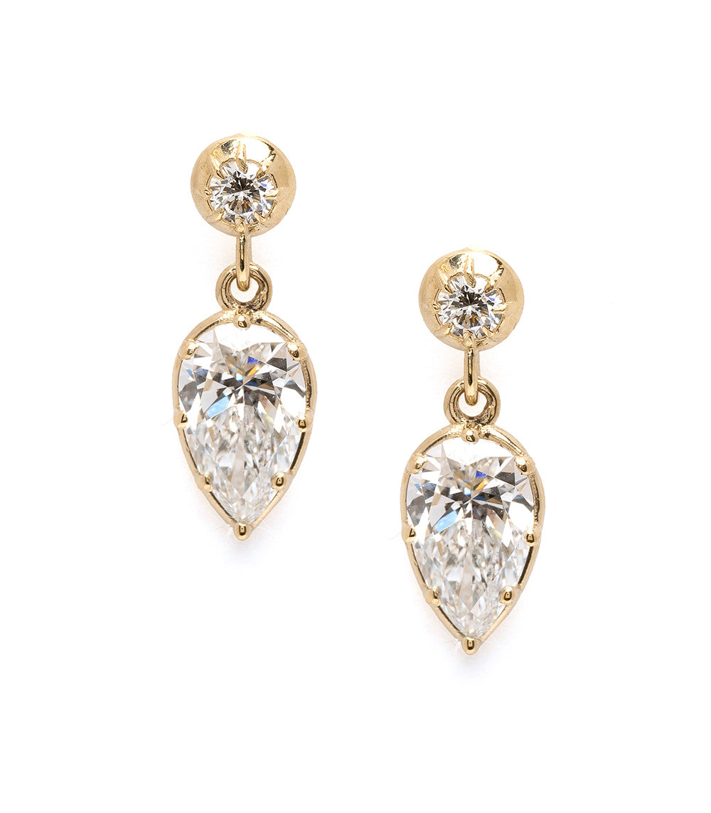 Lab Grown Pear Diamond Earrings - Vintage Inspired Wedding Jewelry for Brides, Bridesmaids & Special Occasions | Elegant Dangle Earrings for Evening Gowns & Formal Events
