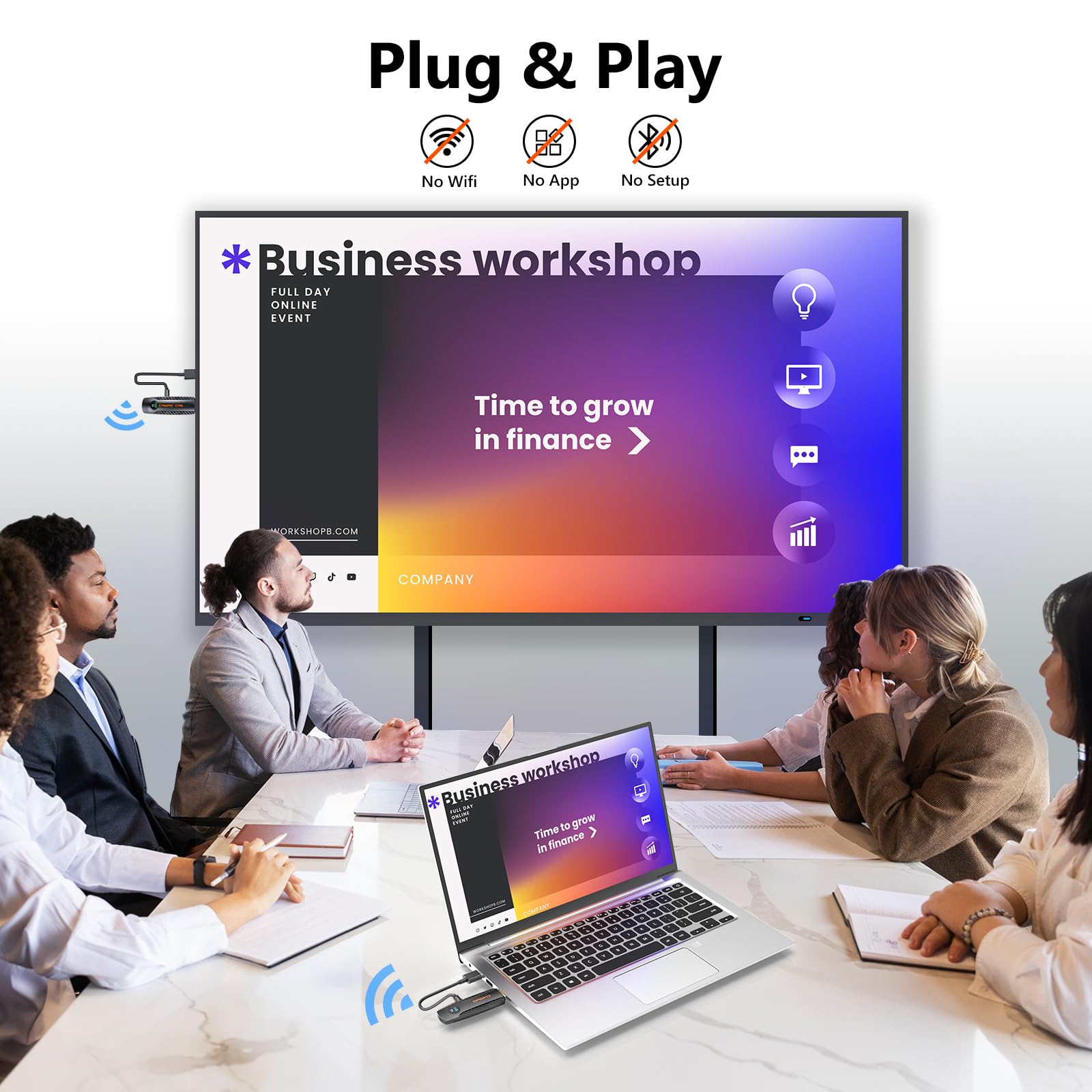 Wireless HDMI Transmitter and Receiver Kit - 1080P Full HD, 330ft/100m Range, Plug & Play - Stream Videos from Camera/PC/Laptop/Projector/TV Box/Fire Stick to Monitor - Perfect for Home Theater, Gaming & Business Presentations