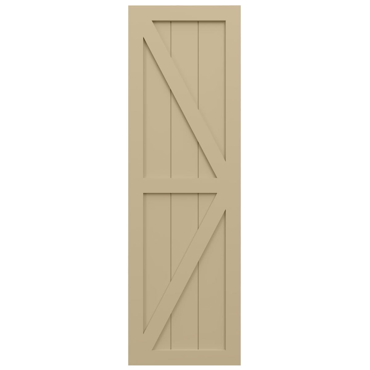 Ekena Millwork TFP102FH18X025NT True Fit PVC Farmhouse Shutters - 18x25 Inch Two Panel Fixed Mount with Z-Bar (Pair, Hardware Not Included) | Natural Twine Finish for Window Decor & Home Exterior