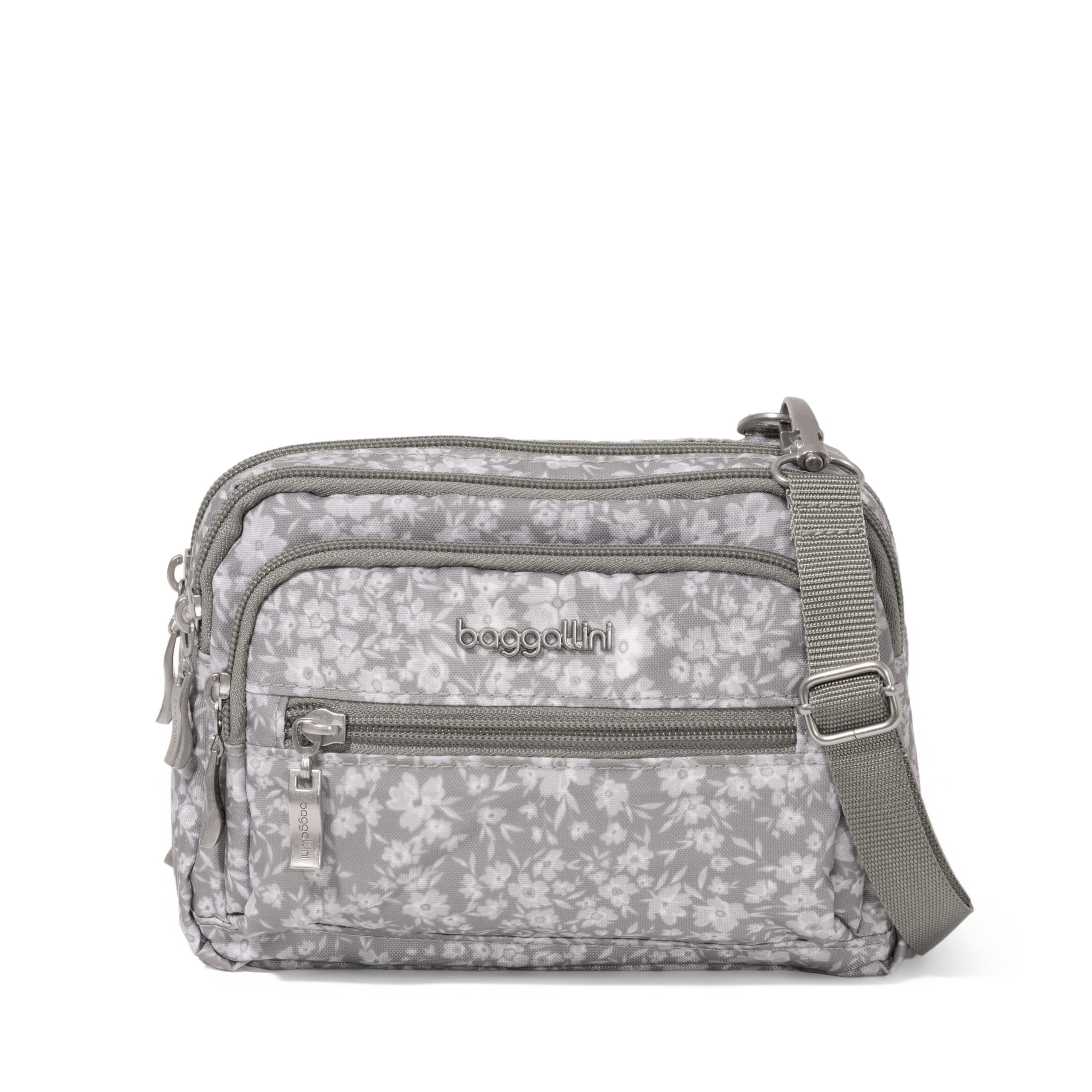 Baggallini Triple Zip Small Crossbody Bag for Women - 8x6 inch Lightweight Water-resistant Convertible Fanny Pack Belt Bag - Perfect for Travel, Shopping & Everyday Use