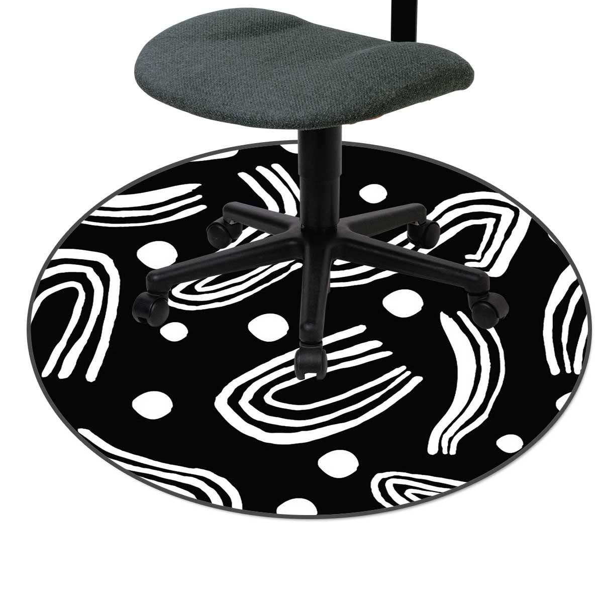 Black and White Graffiti Geometric Line Chair Mat for Hardwood Floors - 43 Inch Office Floor Protector Mat - Perfect for Home & Office Workspaces
