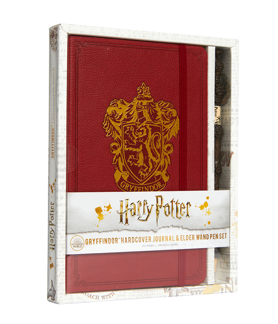 Harry Potter Gryffindor Hardcover Journal and Elder Wand Pen Set - Official Wizarding World Collectible for Fans, Students & Office Use