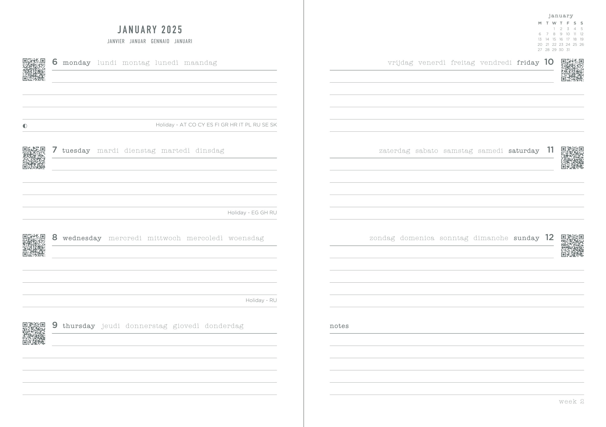 2025 Letts of London A6 Diary - Eco-Friendly Week to View Planner, Rosewater Design, 112mm x 156mm x 18mm - Perfect for Daily Scheduling, Journaling & Office Organization