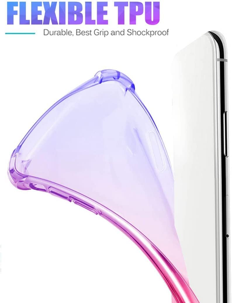 Huawei Y9 Prime 2019 Case with Tempered Glass Screen Protector - Cute Clear Gradient Slim Shockproof TPU Back Cover for Honor 9X/P Smart Z STK-LX1 (Blue/Pink) | Perfect for Daily Protection & Style Enhancement