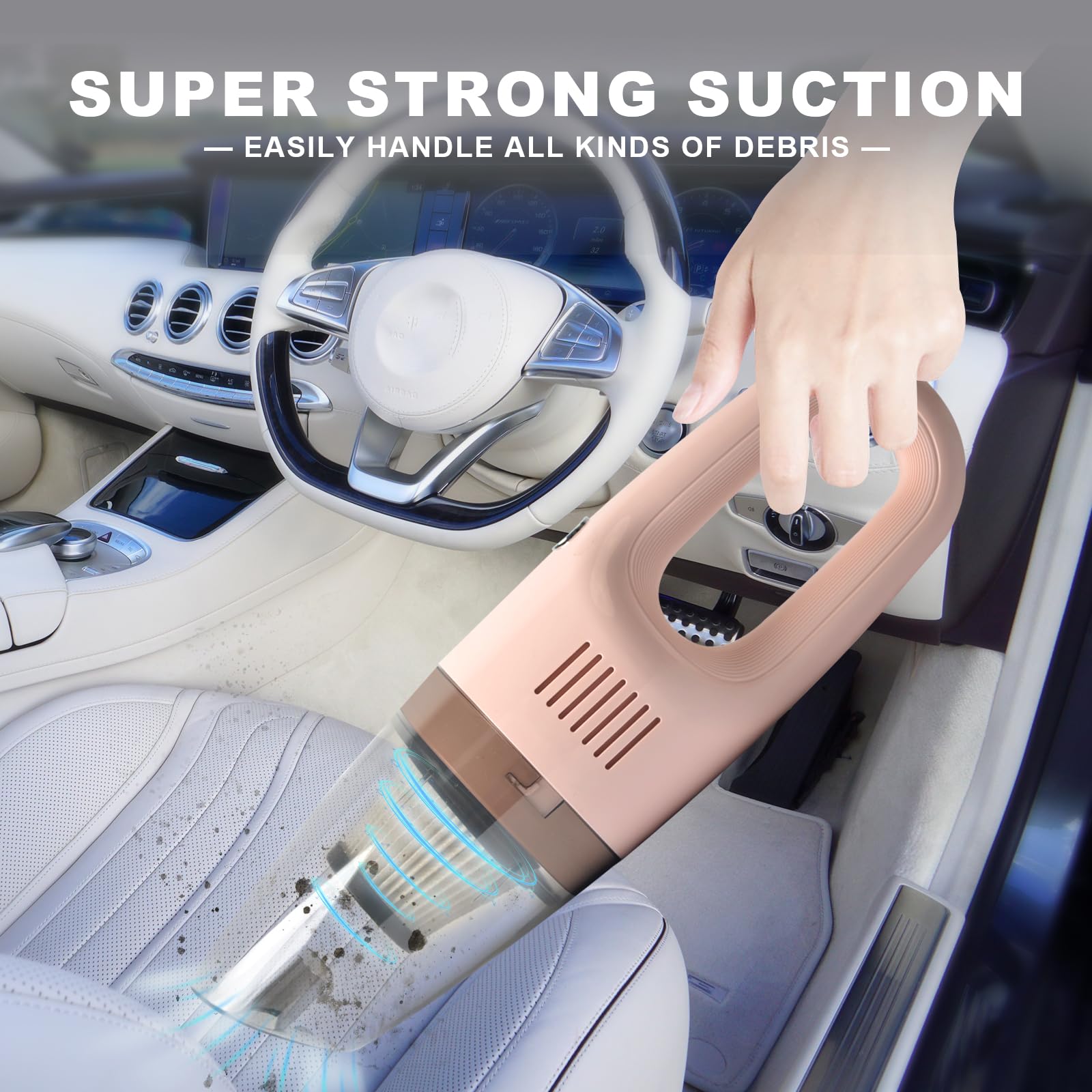 **Cordless Handheld Vacuum Cleaner - Powerful Portable Lightweight Vacuum for Pet Hair, Car Interior Dust, Home Dirt - Pink Hand Vacuum | Perfect for Quick Cleaning, Cars, Pets & Small Spaces**