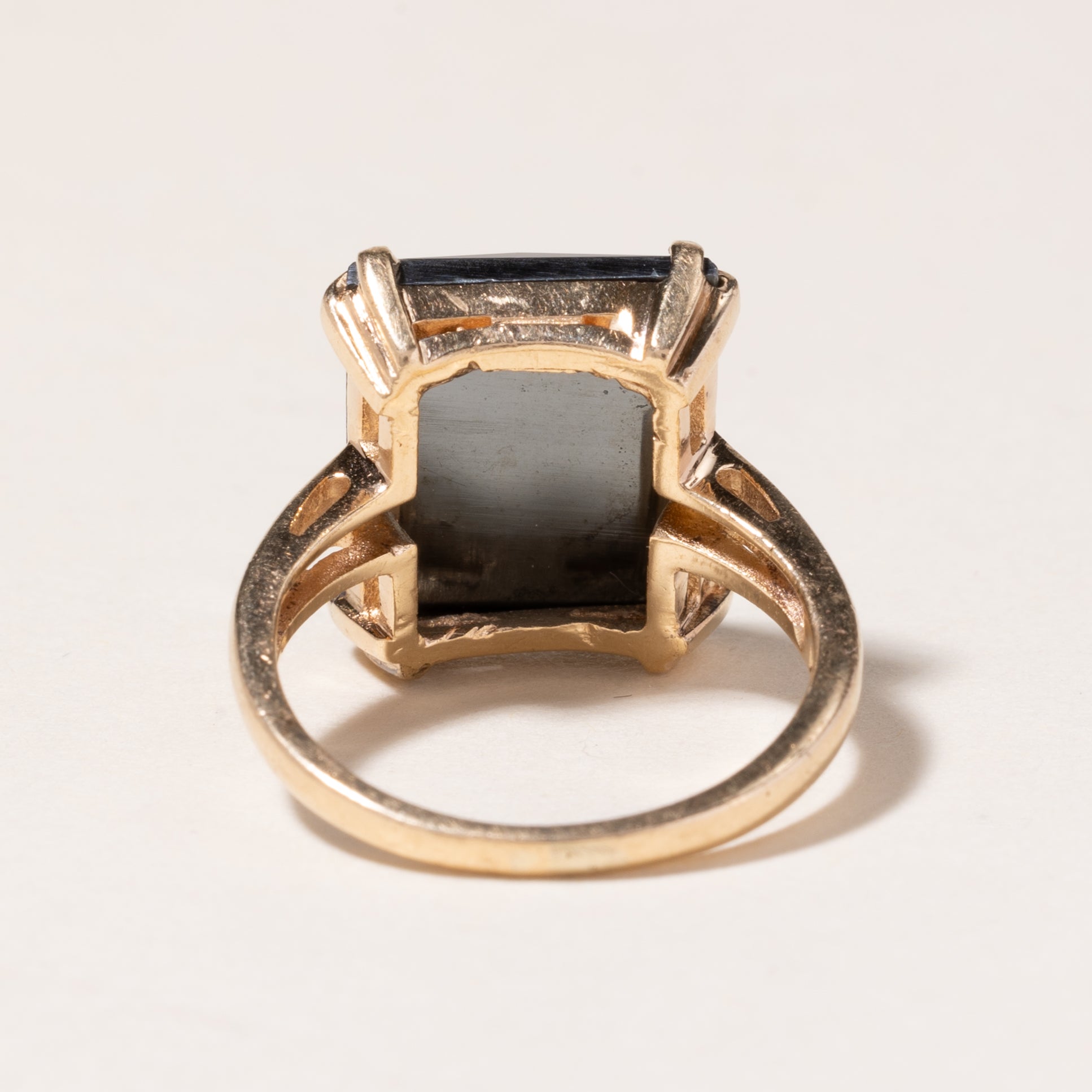 10K Yellow Gold Hematite Ring for Women - 4.56ct Genuine Hematite Stone, Size 5 - Elegant Stackable Ring for Everyday Wear, Gift for Her, Anniversary or Birthday Jewelry