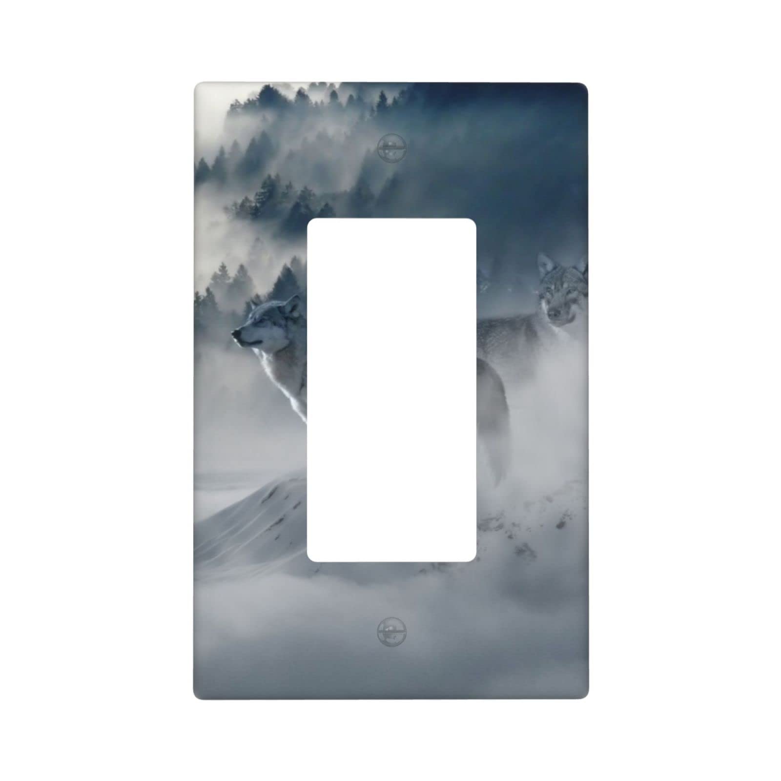 Wolf Single Rocker Light Switch Cover - Decorative Wall Plate, 1 Gang Switch Plate Cover (4.50