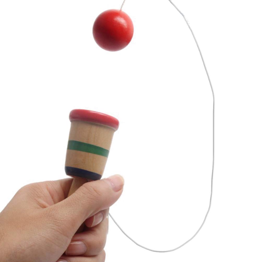 4pcs Wooden Coordination Game Toy for Kids - Outdoor Toss and Catch Ball Game, Preschool Learning Toys, Fun Ball and Cups Set, Wooden Balance Cup Kendama Toys, Child Bamboo Puzzle from Japan - Perfect for Backyard Play, Birthday Gifts & Montessori Activities