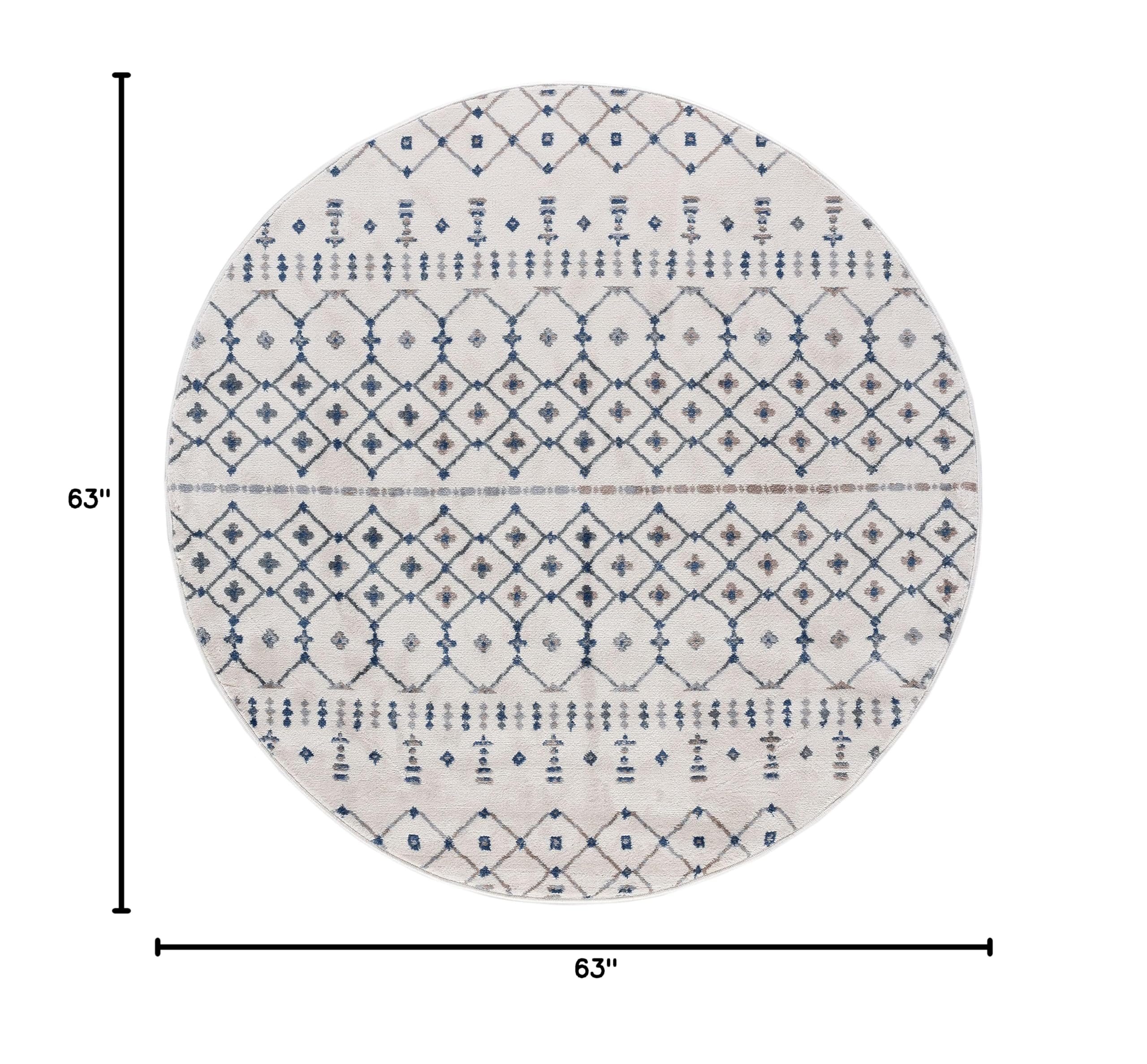 Modern Cream 6ft Round Area Rug - Soft Contemporary Carpet for Living Room, Dining Room, Bedroom, Kitchen & Entryway - Perfect for Home Decor & Cozy Spaces