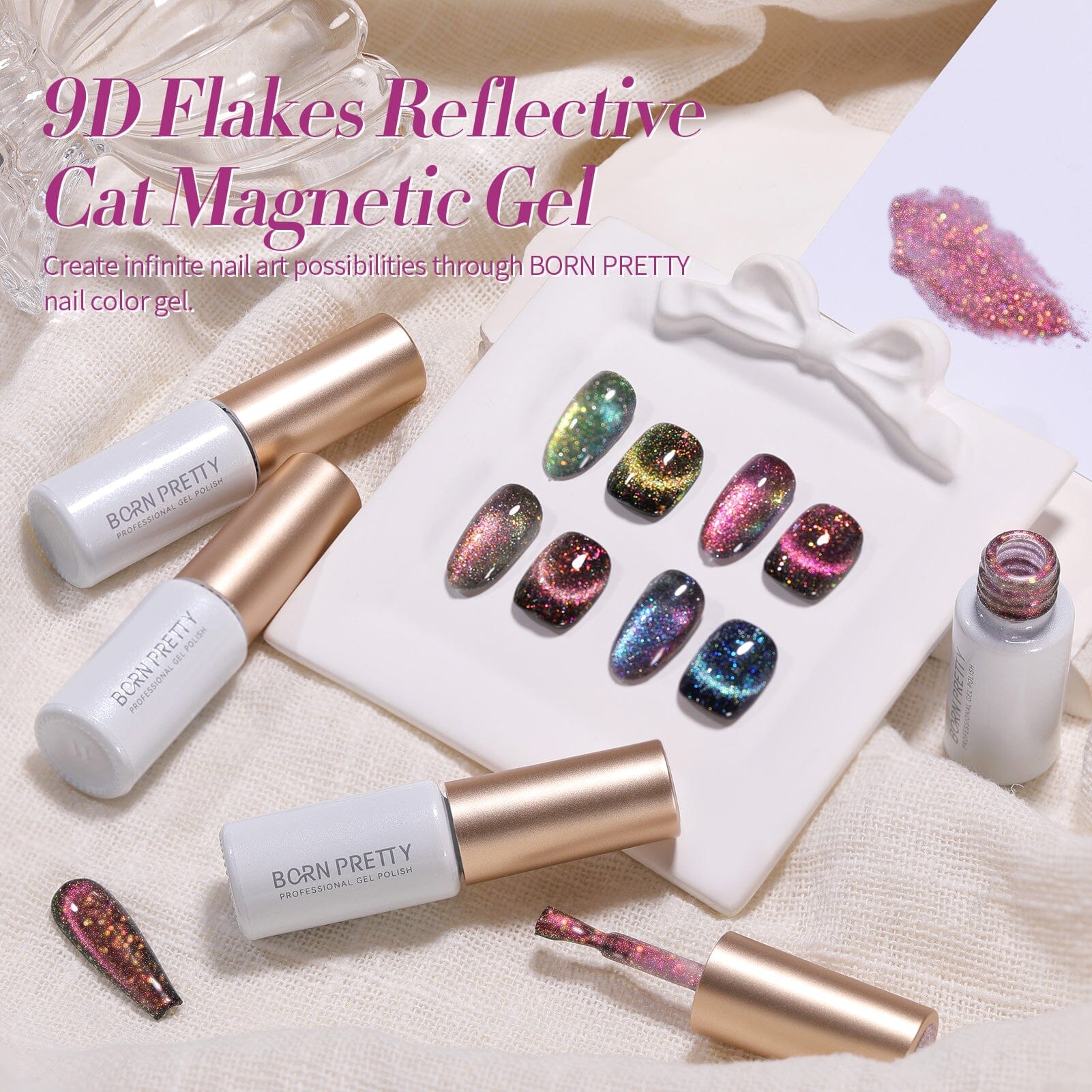 9D Reflective Cat Magnetic Gel Polish with Flakies - #03 (5ml) | Long-Lasting Nail Art for Manicures & Pedicures | Perfect for Parties, Weddings & Special Occasions