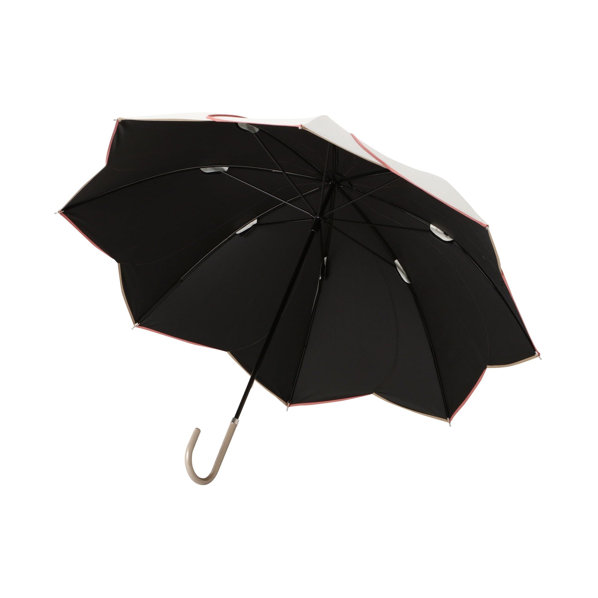Bicolor Piping Long Umbrella 50cm - White Waterproof Windproof Compact Folding Umbrella for Women & Men - Perfect for Rainy Days, Outdoor Activities, and Travel