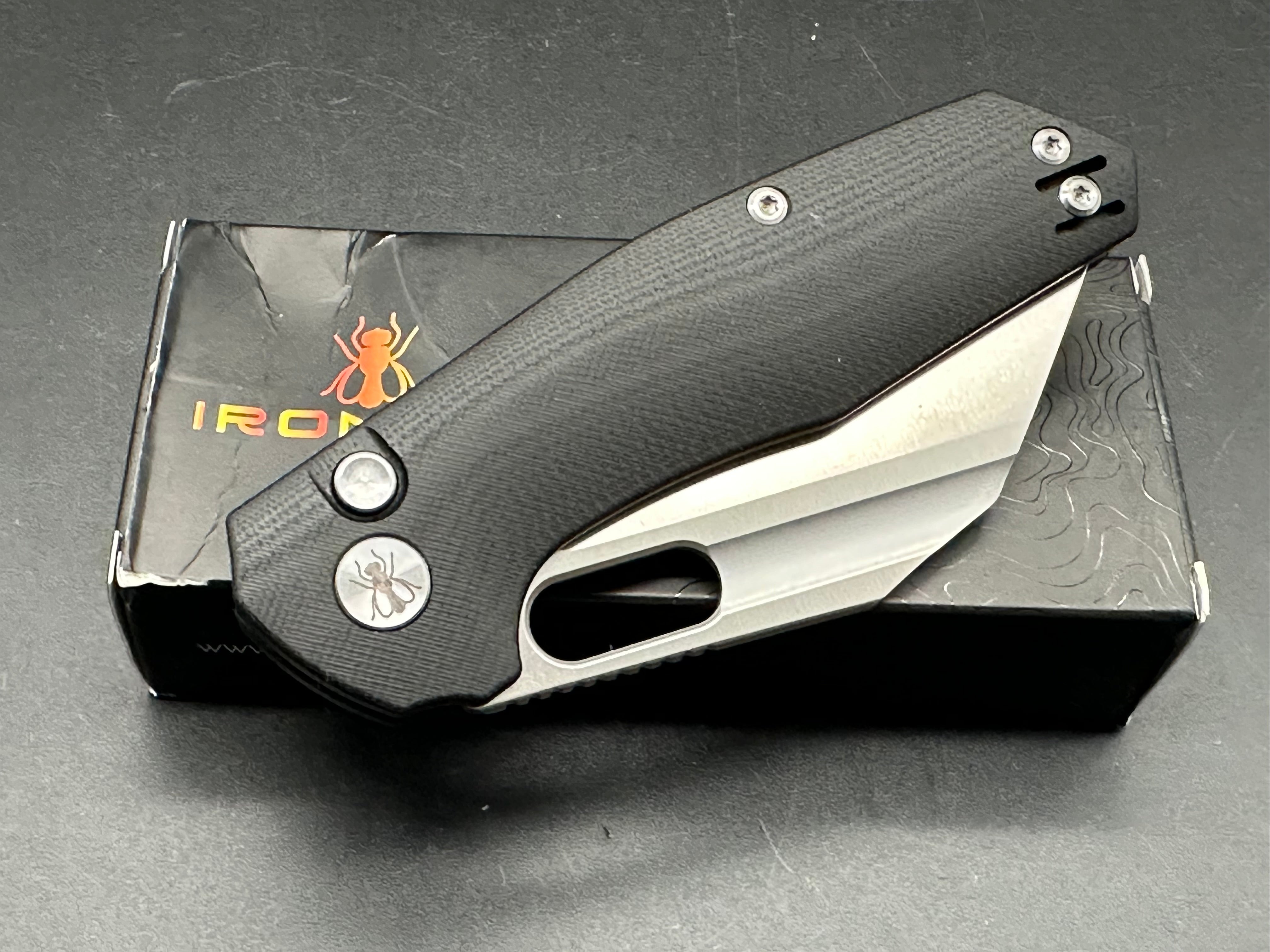 Ironfly (Kunwu) YOLO Button Lock Pocket Knife - 14C28N Stainless Steel Blade & Black G10 Handle - EDC, Camping, Outdoor Survival Gear