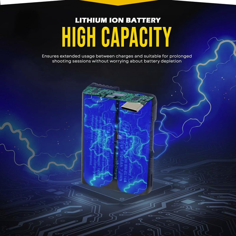 BM Premium EN EL14a Rechargeable Batteries with Dual USB Charger - Perfect for Digital Cameras, Flash Units, and Professional Photography Gear