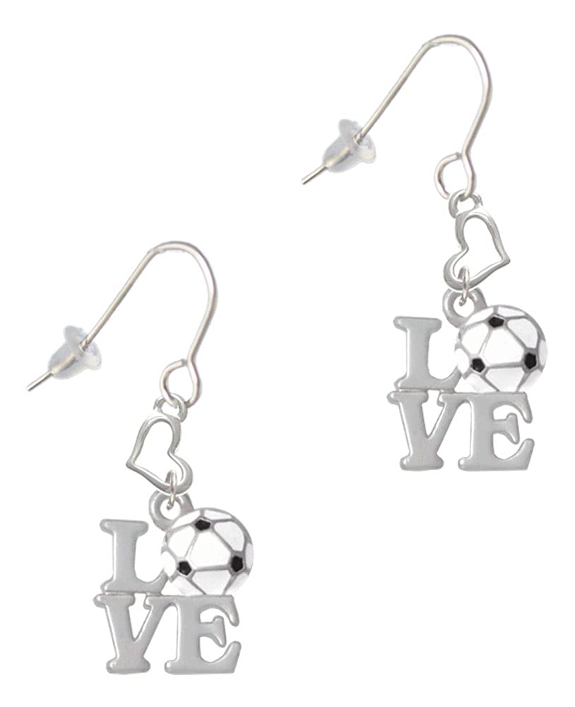 Delight Jewelry Soccer Ball Heart French Earrings - Dainty Stud Earrings for Women, Perfect Gift for Soccer Lovers, Game Day Accessories