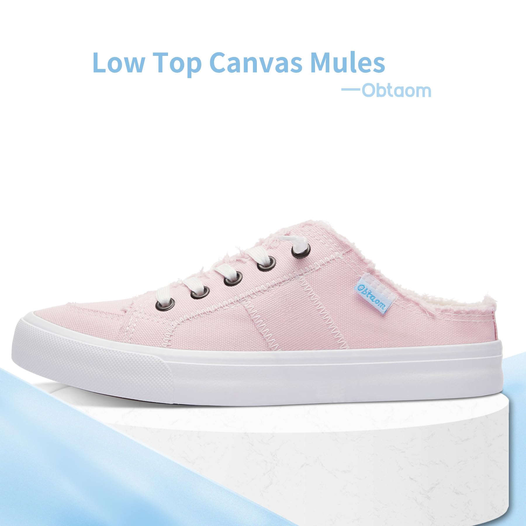 Obtaom Women's Comfortable Memory Foam Canvas Mules - Slip-On Backless Fashion Sneakers for Casual Wear, Travel & Holiday Outfits